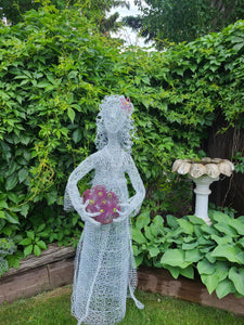 "Gathering Peonies" Chicken Wire Garden Art