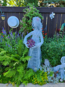 "Gathering Peonies" Chicken Wire Garden Art