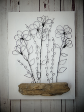 Wire Spring Flower Bouquet Art on 12x16 Canvas We-met Wire Work