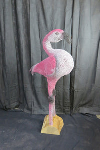 Chicken Wire Pink Flamingo Garden Art Sculpture