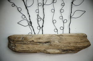 Wire Flower Bouquet Art on 12x16 Canvas We-met Wire Work