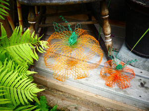 Chicken Wire 3D Pumpkins Garden Decor -Set of 2 Collapsible Pumpkins